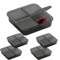 Kit 5x Porta Comprimidos com 4 Divisórias TopGet Preto Kit 5x Porta Comprimidos com 4 Divisórias TopGet Preto