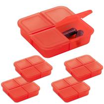Kit 5x Porta Comprimidos com 4 Divisórias TopGet Vermelho