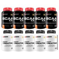 Kit 5x Power Creatina 100g + 5x BCAA 100g Tangerina - Bodybuilders