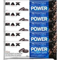 Kit 5X Power Protein Bar - 1 Unidade 90g Cookies - Max Titanium