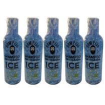 Kit 5x Shampoo ICE Anticaspa 250ml Nova Fórmula - 3 em 1 para Cabelo, Barba e Bigode