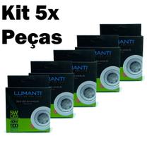 Kit 5X Spot LED de Embutir 5W Redondo