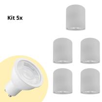 Kit 5x Spot Sobrepor Cinza 2290 Direcionável Redondo + Lâmpada