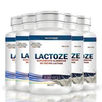 Kit 5x Suplemento Alimentar Lactoze - Enzima Lactase 10.000 FCC ALU, Ideal para Consumir Antes de Produtos com Lactose - 500 mg por Cápsula