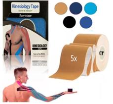 Kit 5x Tapes Bandagem Elástica 5mts Fisioterapia Cinesio ORIGINAL