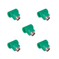 KIT 5x Tee Macho 32 x 3/4" BSP PPR Verde para Água Quente e Fria AMANCO