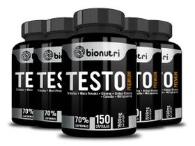 Kit 5x Testo Premium Bionutri 150 Cápsulas Cada Pote - Força e Desempenho