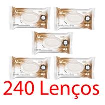 kit 5x toalha lenço umedecido neve aloe vera uso diário mantém o ph natural da pele multi-uso 48un