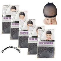 kit 5x Touca De Cabelo De Renda Preta Pacote Wig Cap Premium Original