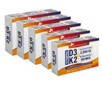 Kit 5x Vitaminas D3+K2 D3 2000ui + K2 149mcg 5x30 caps Flora