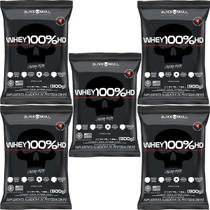 Kit 5X Whey 100% HD - 900g Refil Baunilha - Black Skull