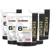 Kit 5x Whey Protein Isolado Six Gold 2Kg - Bodybuilders