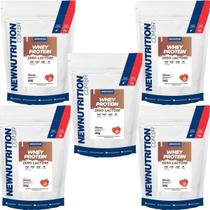 Kit 5X Whey Protein Zero Lactose - 900g Refil Morango - NewNutrition Kit 5X Whey Protein Zero Lactose - 900g Refil Morango - NewNutrition