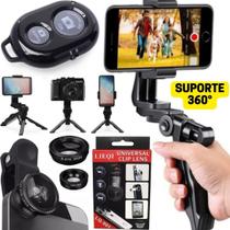 Kit 5x1 tripé suporte estabilizador celular lentes controle foto vídeo filmagem