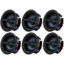 Kit 6.0ch 6 Unidades Caixa de Embutir Wave Sound WSR 150 6,5" 150w Tela Slim Quadrada Branca