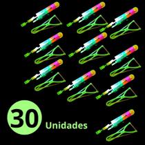 Kit 6/10 E 20 e 30 Avatar Voador De Led Com Estilingue Foguete Helicóptero Brinquedo Infantil