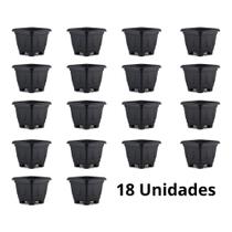Kit 6/12/18 Vasos Quadrado Pequeno Preto Planta Plastico Horta Atacado N:01 12,5x12,5x11cm Plasmarc