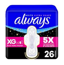 KIT 6 ABSORVENTE ALWAYS NOTURNO XG 31cm SUAVE COM ABAS 26UNID