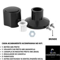 Kit 6 Acabamento Registro Banheiro C40 Abs Preto Padrao Deca