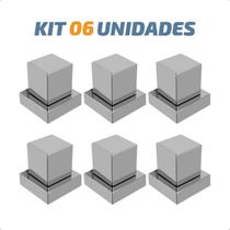 kit 6 acabamentos de registro quadrado cromado abs padrão deca