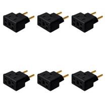 Kit 6 Adaptador Bob Quad Preto 10/20A Porcelana Sintética