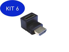 Kit 6 Adaptador Curva Hdmi Em L 90 Graus Banhado