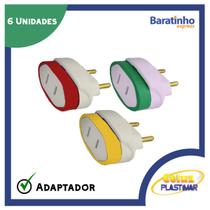 Kit 6 Adaptador De Tomada Pino Chato Americano 10a Celuz