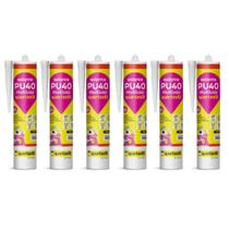 Kit 6 Adesivo Selante PU40 Multiuso Preto 360g Quartzolit