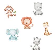 Kit 6 Adesivos Decorativos Safari Menino Infantil Bebê Kit 6 Adesivos Decorativos Safari Menino Infantil Bebê