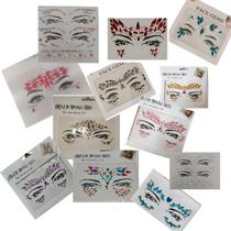 Kit 6 Adesivos Glitter Pedra Rosto Maquiagem Carnaval Festa
