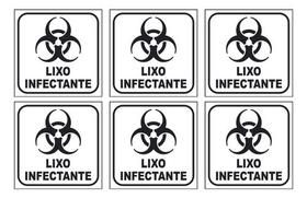 Kit 6 Adesivos Lixo Infectante 12x12cm Fundo Branco Kit 6 Adesivos Lixo Infectante 12x12cm Fundo Branco