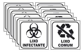 Kit 6 Adesivos Lixo Infectante + 6 Comum 12x12 Fundo Branco