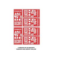 Kit 6 Adesivos Promoção Desconto 10% A 60% Vitrine 14x6,5cm Modelo:40% Kit 6 Adesivos Promoção Desconto 10% A 60% Vitrine 14x6,5cm Modelo:40%