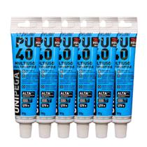 Kit 6 Adesivos Selantes PU 40 Bisnaga Plástica Unipega Cinza 80G/50ML