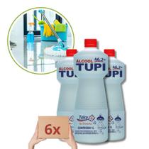 Kit 6 Álcool Líquido 46,2 TUPI 1L Talco Limpeza Eficiente Secagem Rápida Perfume Duradouro