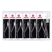 Kit 6 alicate cuticula 778-ep com espatula dupla e palito professional premium inox mundial