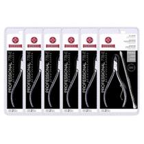 Kit 6 alicates cuticulas 778-e com espatula dupla professional premium inox mundial
