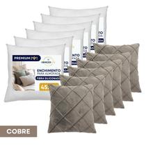 Kit 6 Almofada Drapeada Suede com Enchimento 45x45 Fibra Siliconada Macia Decoração Cama Sofá Varias Cores
