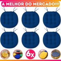 Kit 6 Almofadas Assento De Cadeira Banco Confortavel Futton C/ Fitas De Amarrar 40x40CM Redonda