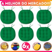 Kit 6 Almofadas Assento De Cadeira Banco Confortavel Futton C/ Fitas De Amarrar 40x40CM Redonda