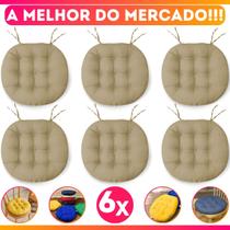 Kit 6 Almofadas Assento De Cadeira Banco Confortavel Futton C/ Fitas De Amarrar 40x40CM Redonda