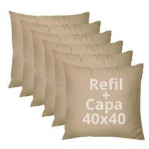 Kit 6 Almofadas Bege 40x40 com Refil + Capa Conforto e Estilo para Sua Decoração