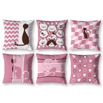 Kit 6 almofadas Cheias 40cm x 40cm Decorativas Estampadas Digital Coloridas Sala Sofá Quarto