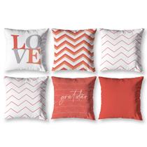 Kit 6 almofadas Cheias 40cm x 40cm Decorativas Estampadas Digital Coloridas Sala Sofá Quarto