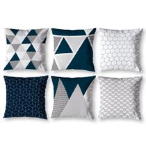 Kit 6 almofadas Cheias 40cm x 40cm Decorativas Estampadas Digital Coloridas Sala Sofá Quarto