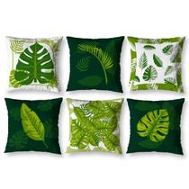 Kit 6 Almofadas Cheias 40Cm X 40Cm Estampadas Folhas