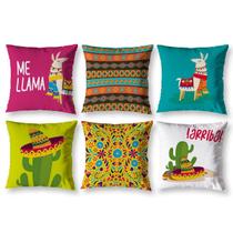 Kit 6 Almofadas Cheias 40Cm X 40Cm Estampadas Lhama