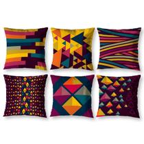 Kit 6 Almofadas Cheias 40Cm X 40Cm Estampadas Pastilhas