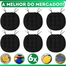 Kit 6 Almofadas Futton Assento De Cadeira Confortável Macio Futton C/ Fitas De Amarrar 40x40CM Redondas