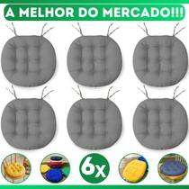 Kit 6 Almofadas Futton Assento De Cadeira Confortável Macio Futton C/ Fitas De Amarrar 40x40CM Redondas